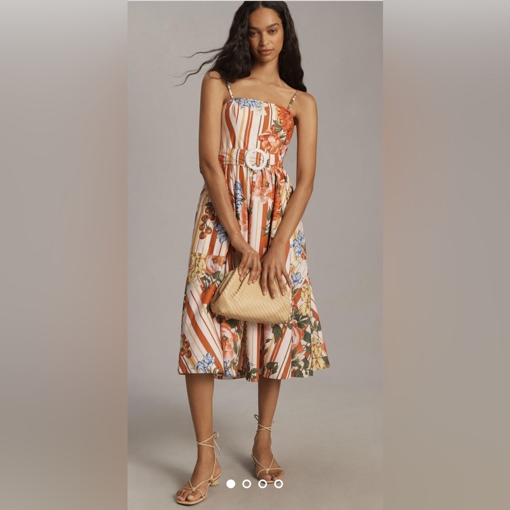Maeve by Anthropologie Strapless Belted A-Line Midi Dress